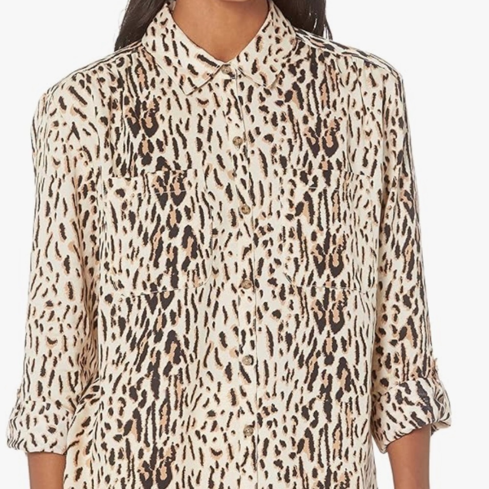 Joie 'Lidelle' Leopard Print Blouse, Size L - Picture 2 of 13